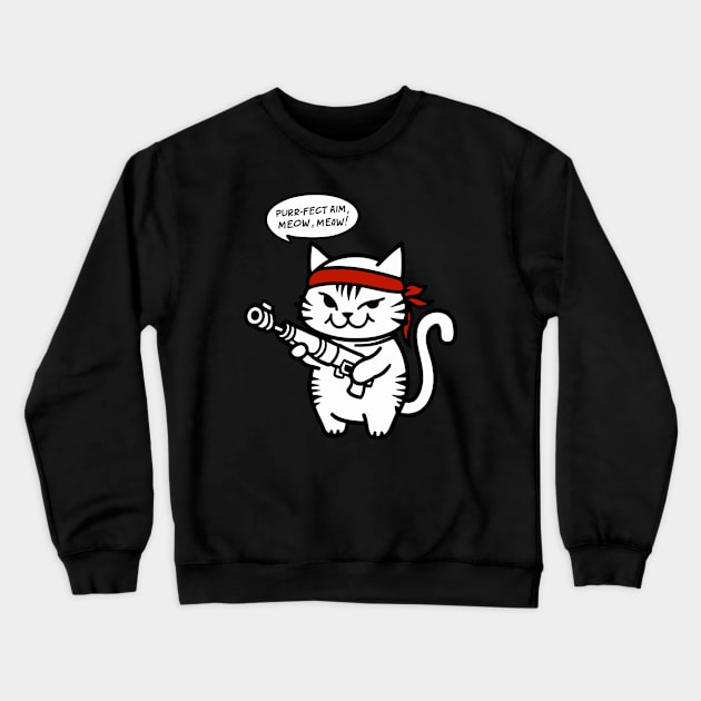 Rambo Cat Funny Gift Crewneck Sweatshirt by GrafiqueDynasty